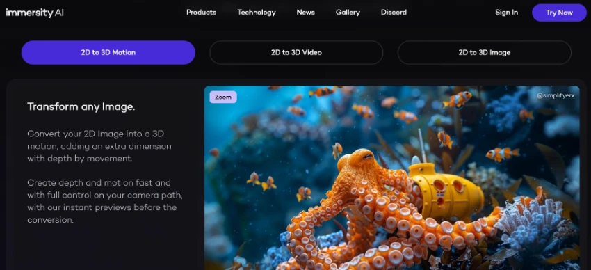 Immersity AI: Transform 2D Images and Videos into Immersive 3D Experiences