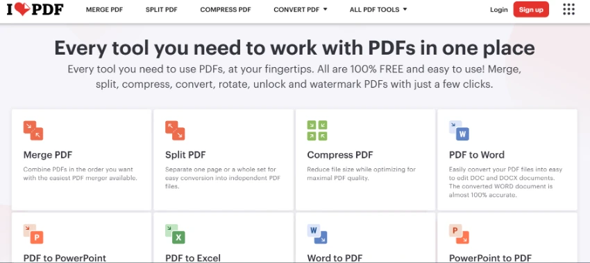 iLovePDF：全能 PDF 在线处理工具