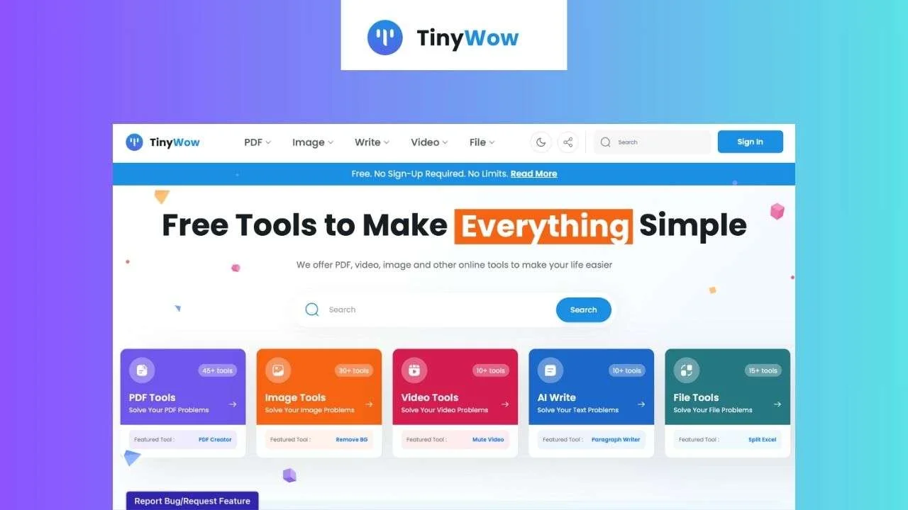 TinyWow Free All-in-One File Converter
