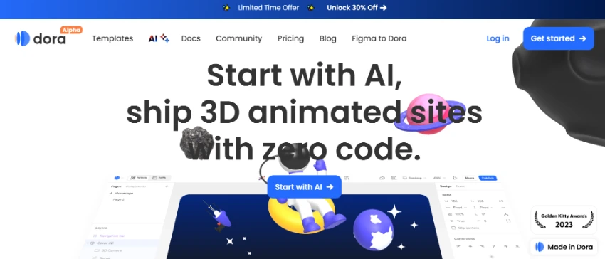 Dora : AI-Powered No-Code 3D Animated Website Builder